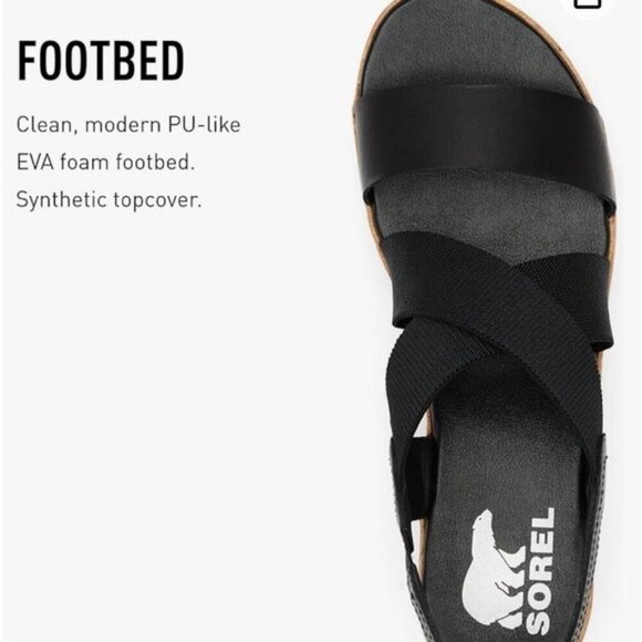 Sorel Women’s Cameron Flatform Slingback Black Cork Sole Sandal shoes Size 10 - Picture 8 of 13